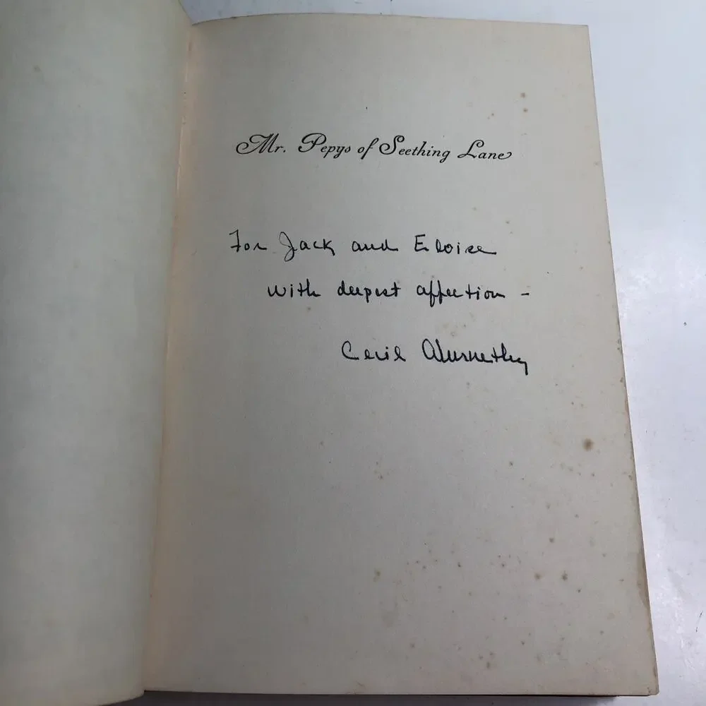 Mr. Pepys Of Seething Lane A Narrative By Cecil Abernathy 1957 HC SIGNED